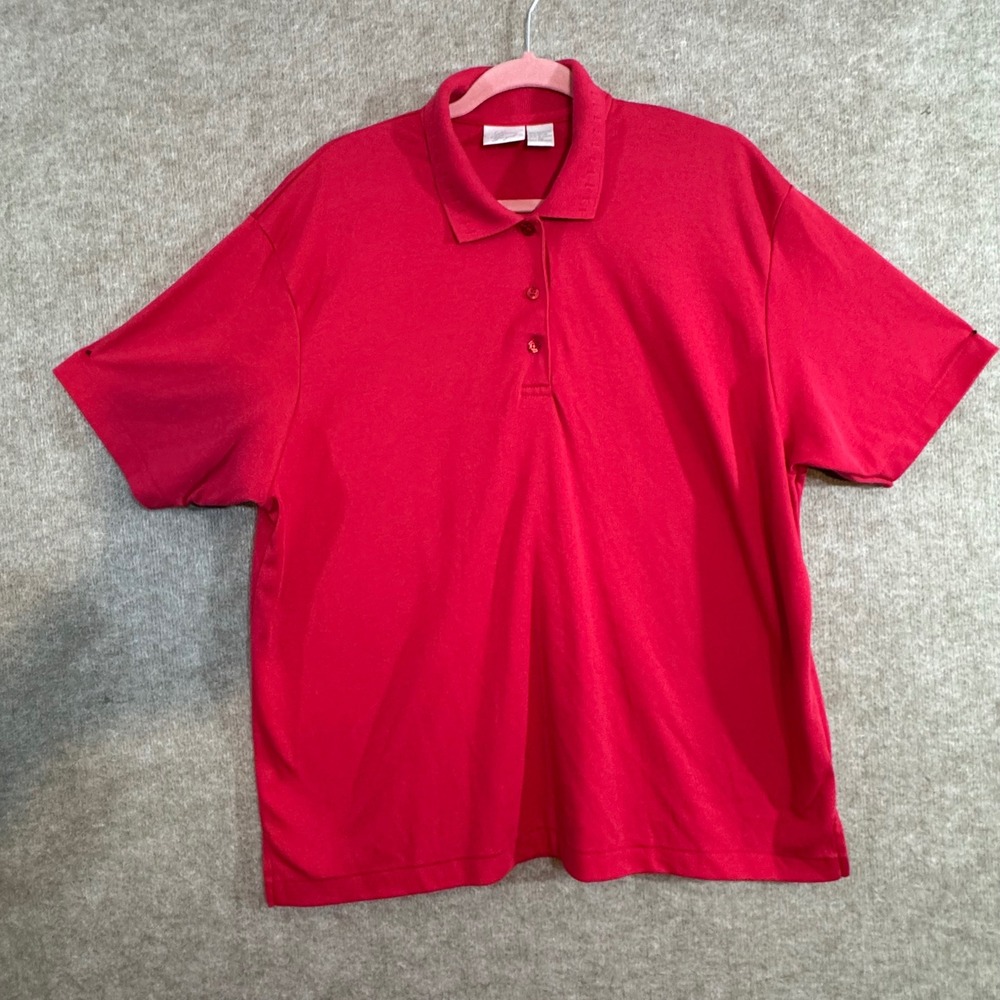 Laura Gayle Polo Shirt Womens 2X Red Short Sleeve Button Knit Casual Preppy